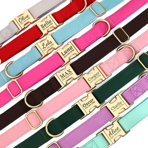 Vista 9 de Collares para perros personalizados de PET ARTIST, collar para perro grabado personalizado con etiqueta de nombre silenciosa, hebilla de liberación