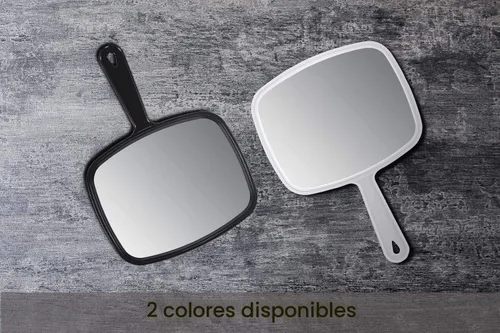 Vista 6 de PROTECLE Espejo de mano, 10.3" L x 7.4" W Espejo de mano para salón de barbería con mango, cuadrado, negro