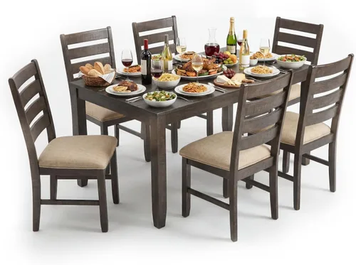 Vista 18 de Signature Design por Ashley Blondon - Juego de mesa de comedor rectangular con 6 sillas, patrón de chevron, patas cónicas, capacidad para 6 Negro