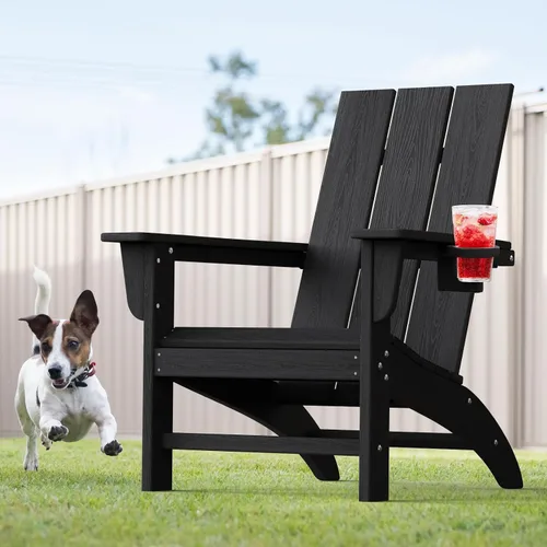Vista 16 de Silla Adirondack moderna, sillas de patio de plástico HDPE para todo tipo de clima, silla para hoguera, sillas de césped al aire libre para terraza