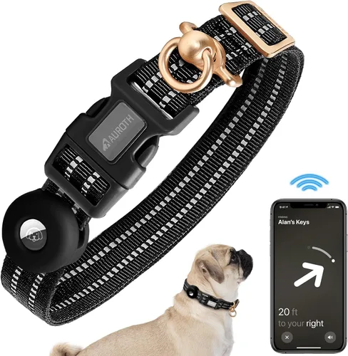 Vista 23 de Collar de perro Auroth para perros medianos y grandes, collar de perro reflectante, collares de perro de nylon suave ajustables con resistente