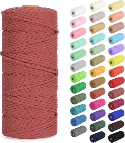Vista 16 de Cuerda de macramé de 0.079 in x 220 yardas (656 pies), cuerda de algodón natural para colgar en la pared, ganchos de plantas, manualidades Verde