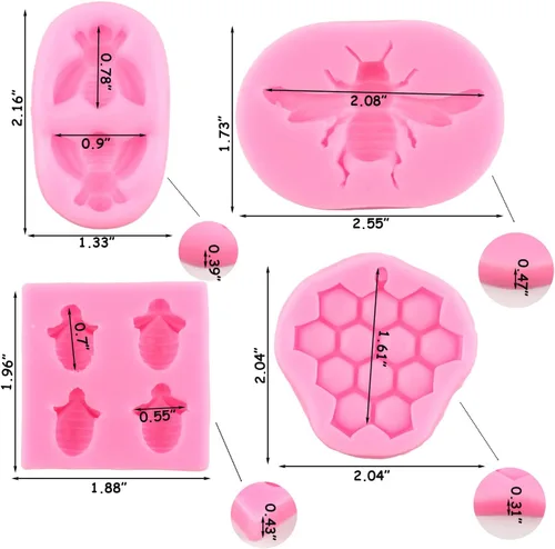 Vista 3 de ZiXiang Bumble Bee - Molde de silicona para fondant, moldes de colmena de abeja, moldes de chocolate para cupcakes, decoración de pasteles