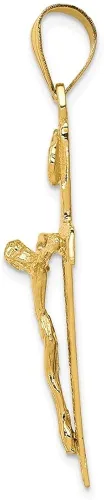Vista 2 de Diamond2Deal Colgante de cruz de crucifijo INRI de oro amarillo de 14 quilates, joyería fina para mujer (L- 1.732in, W- 0.906in), Oro amarillo