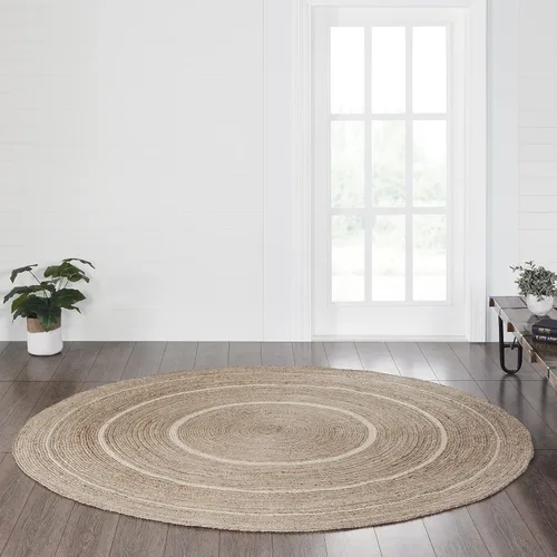 Vista 9 de VHC Brands Alfombra de yute con almohadilla, natural y crema, 3 pies redonda