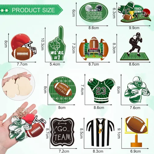Vista 4 de Yulejo 24 adornos colgantes de madera de fútbol para árbol de Navidad, adorno de madera recortado de fútbol, decoración de manualidades, recuerdos