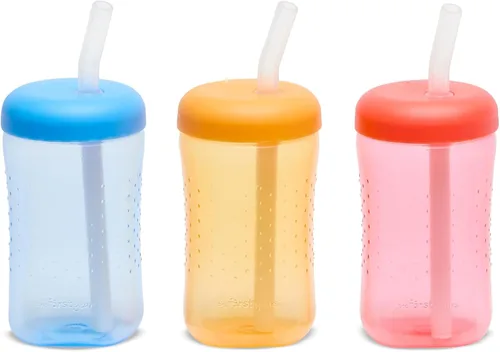 Vista 9 de The First Years Squeeze & Sip - Vaso con popote de silicona, color verde y morado Spill-Proof Toddler Training Cups, Dishwasher Safe, 7 oz, 2
