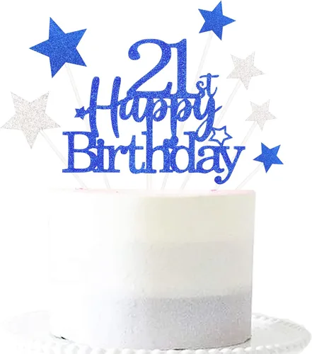 Vista 7 de Decoración brillante para tarta de primer cumpleaños feliz con estrella, adornos personalizados para tarta de 1 cumpleaños, decoraciones de fiesta