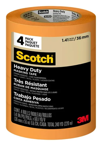 Vista 18 de Scotch Cinta adhesiva resistente para pintores, 6 rollos, 4.77 cm x 54.99 m, para uso en vinilo, alfombra, metal y plástico, cinta adhesiva