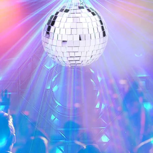 Vista 5 de tiggell - 2 bolas de discoteca para decoración de escenario de fiesta Bolas de espejo de discoteca para decoración de los años 50, 60, 70, Plateado