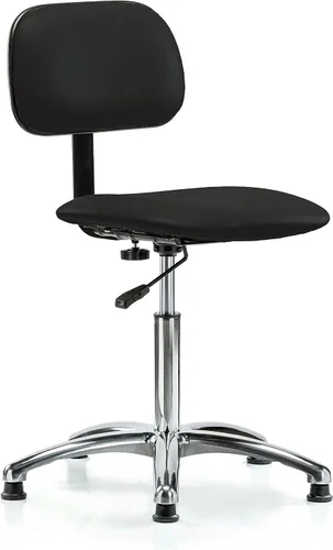 Vista 86 de Perch - Silla de laboratorio cromada con respaldo ajustable, altura del escritorio de 17 a 22 pulgadas, tela negra