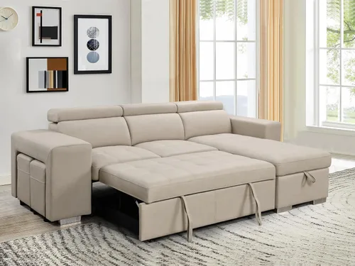 Vista 3 de THSUPER Sofá seccional reclinable de microfibra de 102 pulgadas en forma de L con cama extraíble y chaise de almacenamiento, sofás convertibles