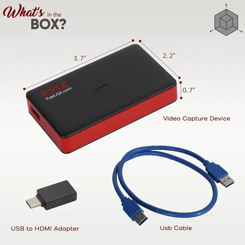 Vista 7 de Pyle Tarjeta de captura de EE. UU., tarjeta de captura de video HDMI 4K, 1080P 60FPS, tarjeta de captura HDMI a USB 3.0 para transmisión en vivo