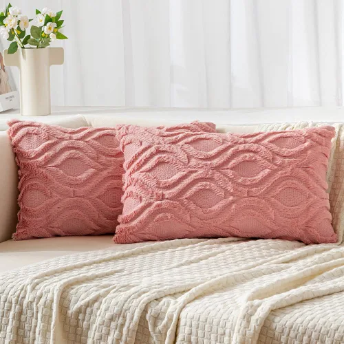 Vista 29 de MIULEE - Juego de 2 fundas de almohada de lana sintética suave y afelpada, fundas decorativas de estilo bohemio para sofá, sala de estar, cama, 16 x