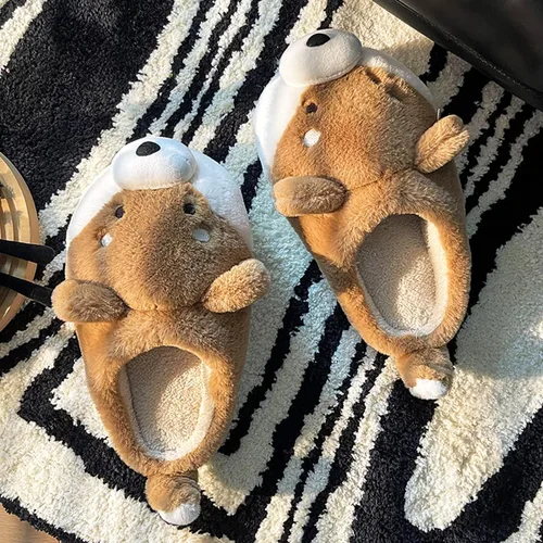 Vista 7 de RAGEFIVE Lindas pantuflas de vaca para mujeres y niñas, pantuflas de algodón de felpa mullida para el hogar, para interiores y exteriores
