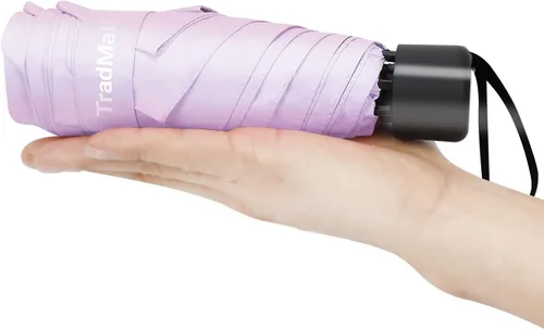 Vista 4 de TradMall Paquete de 2 mini paraguas de viaje pequeño, ligero y compacto con protección UV para sol y lluvia