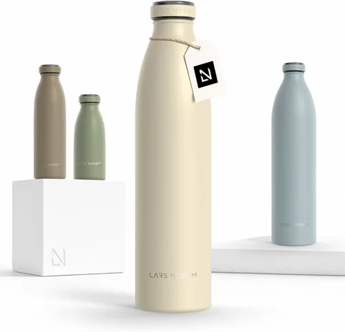 Vista 18 de LARS NYSØM Botella de agua aislada de acero inoxidable de 12 onzas, 17 onzas, 25 onzas, 34 onzas, 51 onzas, frasco térmico aislado para bebidas