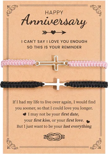 Vista 11 de VU100 Pulseras a juego para parejas Pulseras Regalos para novia novio Regalos de relación a larga distancia Pulseras a juego Regalo para aniversario