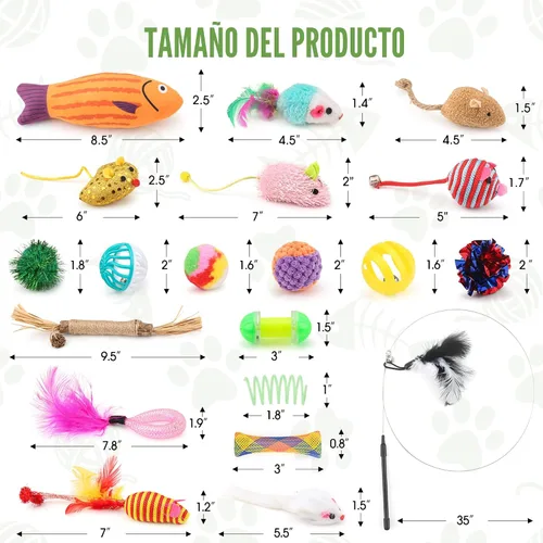 Vista 6 de Fashion's Talk Paquete variado de juguetes para gatos para gatitos, 20 piezas