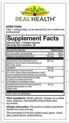 Vista 5 de Real Health Prostate Complete - Suplementos para la salud de la próstata para hombres, fórmula de palma enana americana para una vejiga saludable