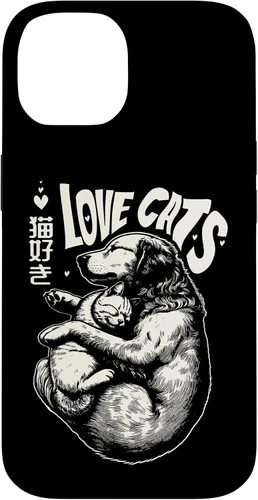 Vista 4 de Golden Retriever Dog Loves Cats Cuddle Art Case for iPhone 16