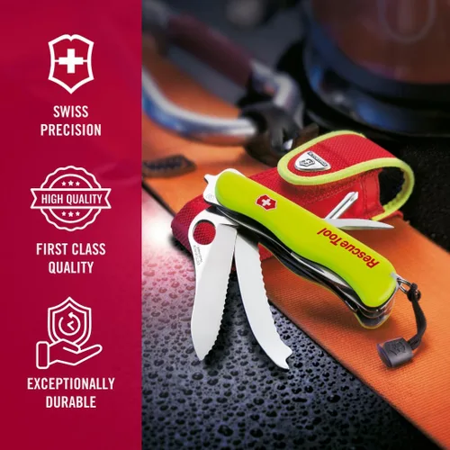 Vista 8 de Victorinox Herramienta de rescate con bolsa de nailon, cuchillo suizo del ejército, 13 funciones, navaja de bolsillo de fabricación suiza