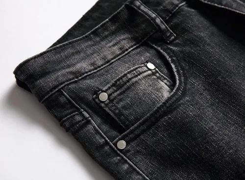 Vista 7 de OIIIO Jeans elásticos rasgados de ajuste regular para hombre