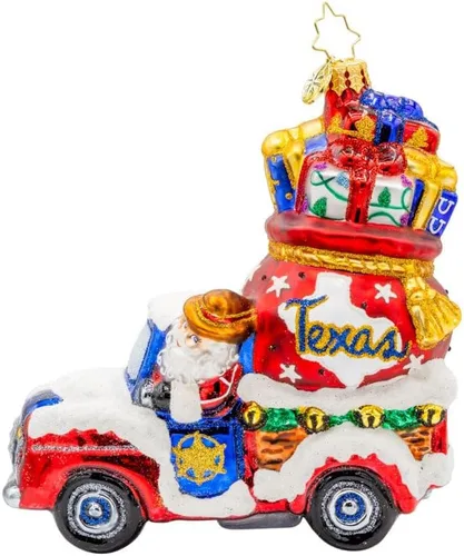 Vista 3 de Christopher Radko Adorno decorativo de Navidad de vidrio europeo hecho a mano, Cali Claus