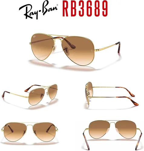 Vista 7 de Ray-Ban Aviator Metal II RB3689 - Lentes de sol de aviador para hombre y mujer + paquete con kit de gafas de diseño iWear de cortesía
