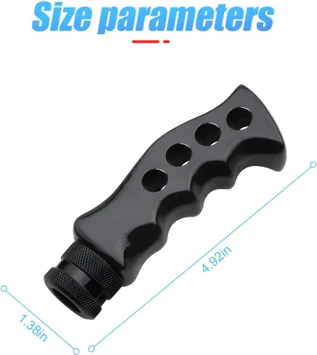 Vista 2 de Pomo de palanca de cambios para automóvil, agarre de transmisión manual y automática con mango tipo cuchillo con tornillos adaptadores y llave Negro