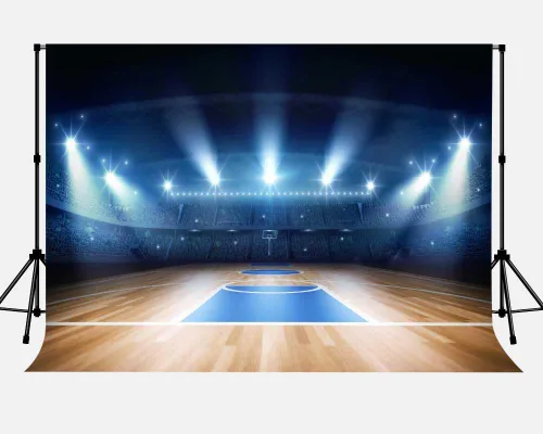 Vista 2 de Fondo de cancha de baloncesto para interiores Baloncesto Deportes Club Campo Estadio Fotografía Fondo 9x6ft Decoración de Fiesta Banner Photo Booth
