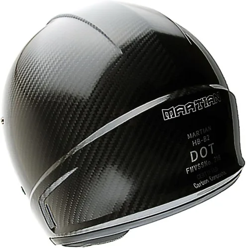Vista 6 de Martian Genuine Real Carbon Fiber Motorcycle Full Face Helmet HB-B2 Open Face Glossy Carbon Black, DOT Approved