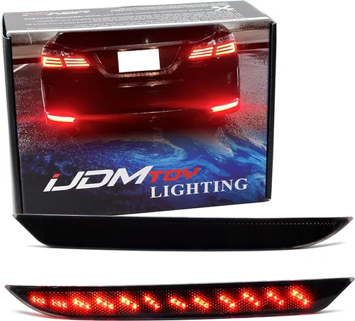 Vista 10 de iJDMTOY OE-Spec Luces Reflectoras LED Completas de Parachoques Inferior con Lente Roja Compatible con Honda Accord Sedán 2016-2017, Funcionan como