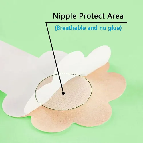 Vista 5 de Wobodan 10 pares de brasier de elevación adhesivo, desechables para pezones y pezones, brasier autoinvisible para mujer, se adapta a copa A-B