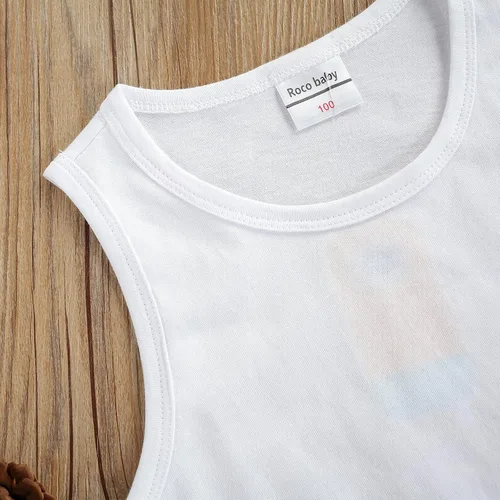 Vista 3 de Camiseta sin mangas para bebés y niñas, color liso, cuello redondo, básica, para niños pequeños, ropa de verano