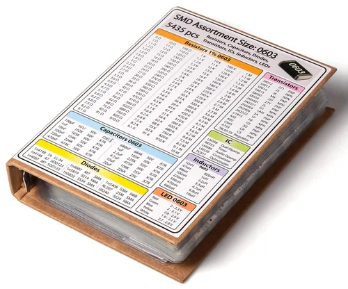 Vista 10 de Libro de surtido de resistencias, condensadores y componentes electrónicos SMD 1206 - 5435 piezas, Libro 1206