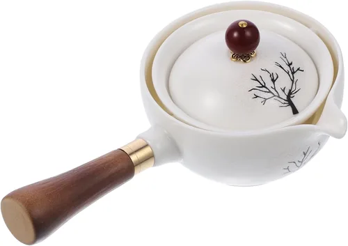 Vista 8 de Tetera de cerámica con mango lateral con aislamiento de hojas sueltas, tetera turca de cerámica de hojas sueltas, hervidor de té de cerámica