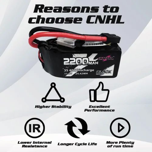 Vista 4 de CNHL Batería Lipo de 2200 mAh 3S 40C 11.1V Shorty Lipo Batería con enchufe XT60 para RC Avión Coche Helicóptero FPV Drone Truggy Truck Crawler