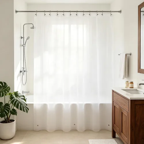 Vista 31 de Barossa Design - Forro de cortina estrecho de PEVA para ducha, con 3 imanes, impermeable, para cabina de baño pequeña, sin PVC, ojales metálicos
