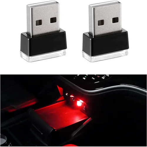 Vista 8 de 4 PCS Lámpara de Atmósfera Interior de Coche LED USB, Mini Luz Nocturna LED Portátil, Kit de Iluminación Ambiental de Maletero con Interfaz USB