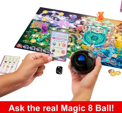 Vista 3 de Mattel Games Magic 8 Ball Magical Encounters Juego de mesa para niños y familias, juego de jugador cooperativo con bola mágica real de 8