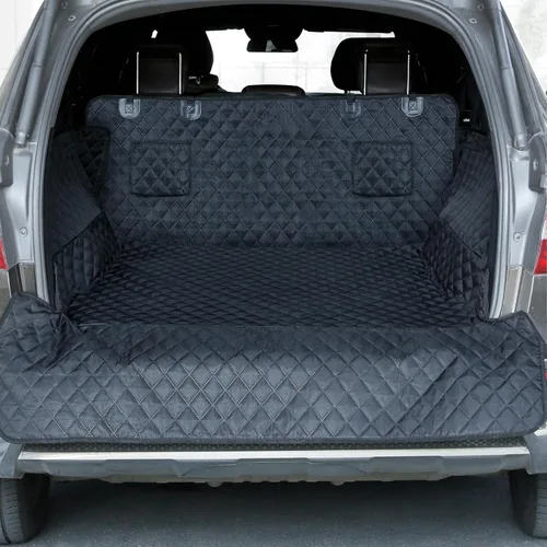 Vista 9 de PETICON - Funda para compartimiento de carga para SUV para perros con ventana de malla, forro de carga para mascotas impermeable, tapete
