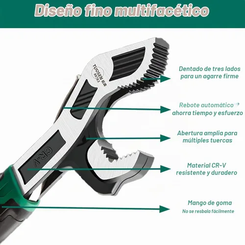 Vista 5 de Llave Ajustable de 6 Pulgadas - Ajuste Automático de Tamaño, 0.28"-0.6" (7-15MM), Ajustable con Resorte Multi-Tamaño, Llave Rápida para Auto