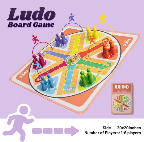 Vista 2 de Juego de mesa Ludo de 20 pulgadas, juego de Ludo para adultos para 2-6 jugadores, juegos de mesa de Ludo y parchís, adecuados para reuniones
