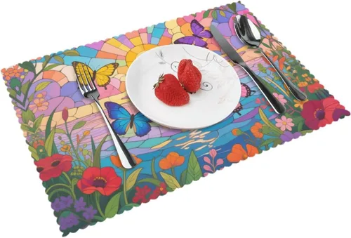 Vista 17 de Rectangular Placemats Set of 4, Heat Resistant Bee Printed Kitchen Dining Table Mats