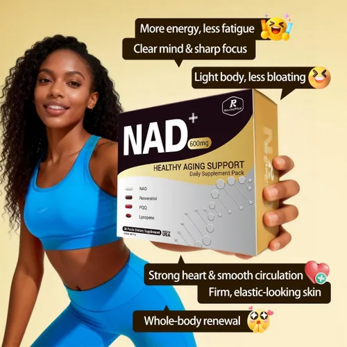 Vista 4 de Suplemento NAD con resveratrol, PQQ, Ca-AKG, nicotinamida, té verde, suplemento avanzado NAD+ paquete diario que apoya mitocondrias saludables