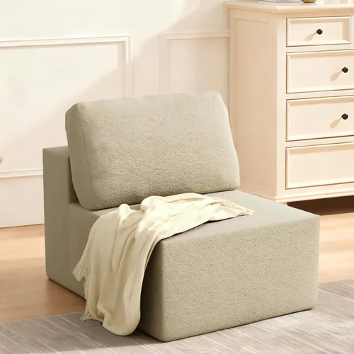 Vista 26 de Furnify Sofá modular tapizado de espuma de 30", Sofá de piso tapizado con almohada, Silla puf para dormitorio y sala de estar, No requiere