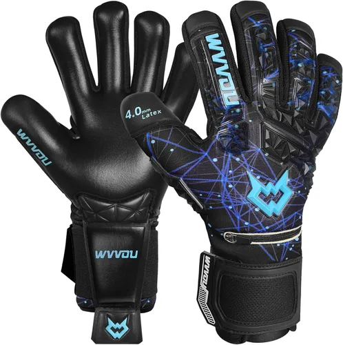 Vista 11 de WVVOU Guantes de portero de fútbol para adultos y jóvenes, guantes de portero de alto rendimiento con 5 protectores de dedos desmontables, guantes