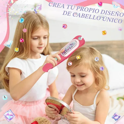 Vista 2 de Aooess - Juego de herramientas de peinado para niñas, sello de gemas para el cabello, 24 diamantes de imitación