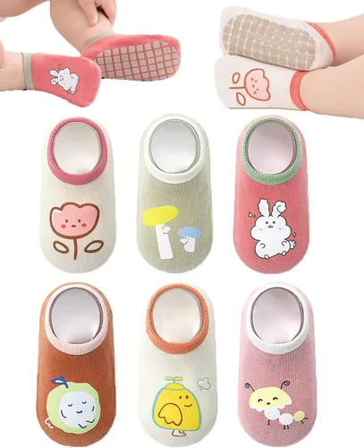 Vista 8 de Calcetines antideslizantes para bebé, calcetines antideslizantes para niñas, niños y recién nacidos, 6 pares